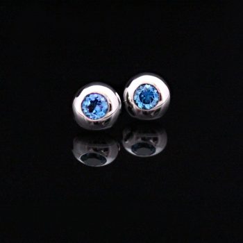 Caroline Savoie Joaillerie Boucles D'oreilles Celestes Topazes Bleues Argent Sterling