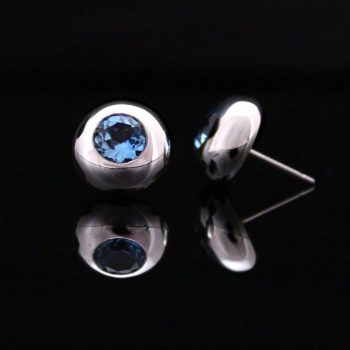 Caroline Savoie Joaillerie Boucles D'oreilles Celestes Topazes Bleues Argent Sterling