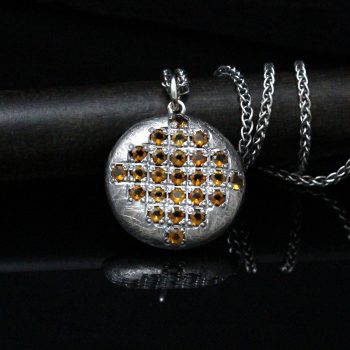 Pendentif Rond Citrouille Bijoux Faits Main Montreal Joaillier Quebecois Citrines Jewelry Made by Hand in Quebec (1)