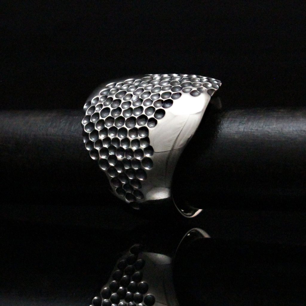 Bague Dôme Émail Jungle Léopard - Argent & Émail - Modèle T53 - Occasion