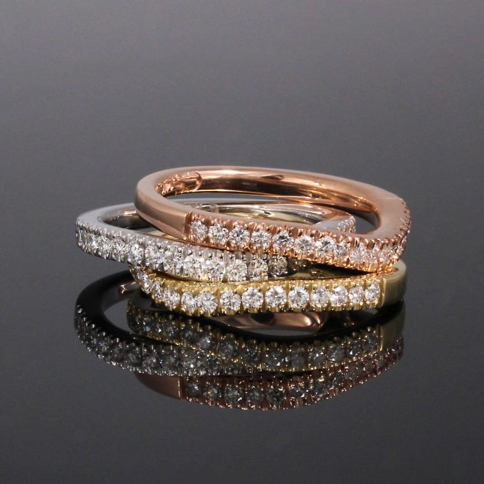 Caroline Savoie Joaillerie Bague Vague Diamant Or Rose Jaune Blanc Stackable Ring Bijoux Montreal Quebec (1)