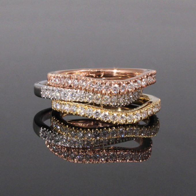 Caroline Savoie Joaillerie Bague Vague Diamant Or Rose Jaune Blanc Stackable Ring Bijoux Montreal Quebec (2)