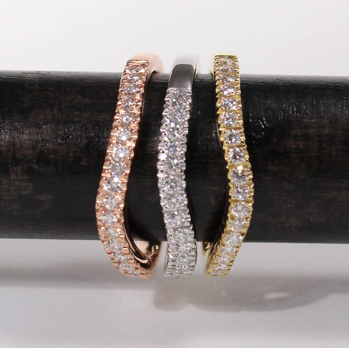 Caroline Savoie Joaillerie Bague Vague Diamant Or Rose Jaune Blanc Stackable Ring Bijoux Montreal Quebec (8)
